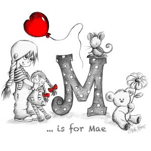 Letter M personalised illustration for girls