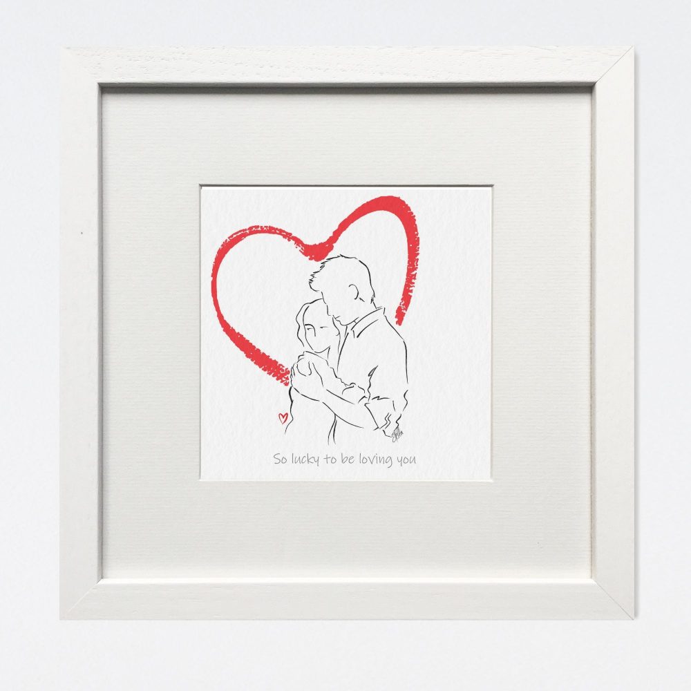 Couple hugging- valentine art print
