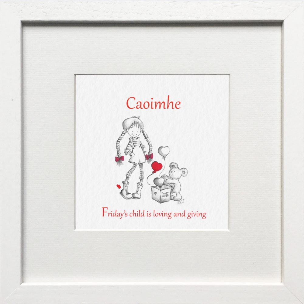 Personalised Friday's Child Nursery Print & Gift