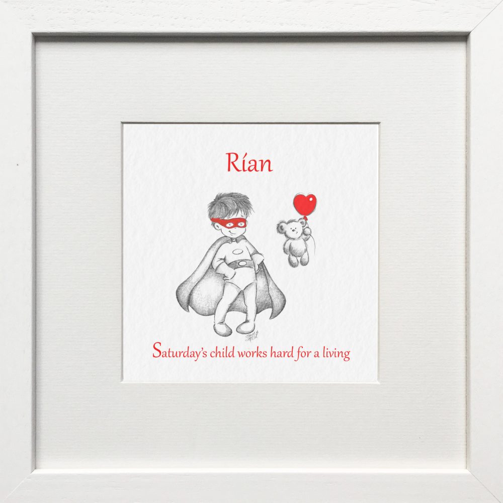 Personalised Saturday's Child Nursery Print & Gift