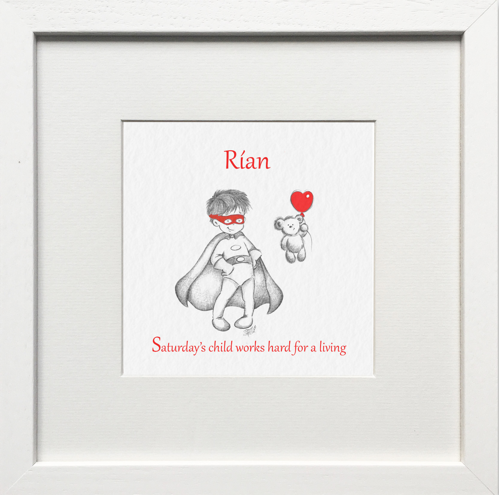 Personalised Saturday's Child Nursery Print & Gift